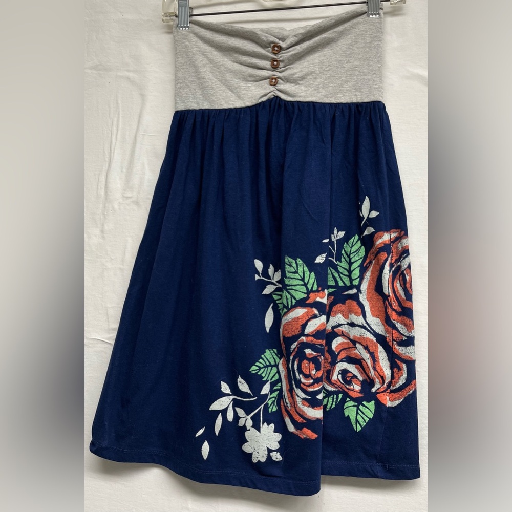 ‘Rewind’ Strapless Tube Dress M - Y2K Indie Aesthetic Graphic Floral Boho Beach